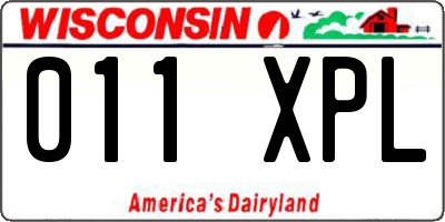 WI license plate 011XPL
