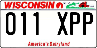 WI license plate 011XPP
