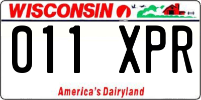 WI license plate 011XPR