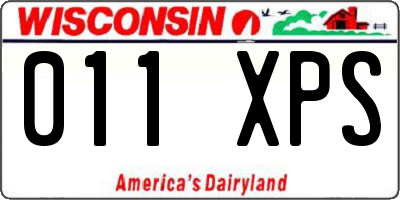 WI license plate 011XPS
