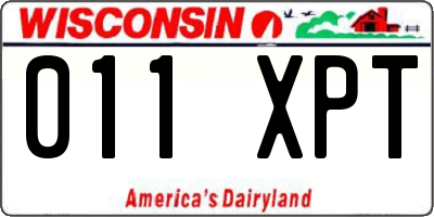 WI license plate 011XPT