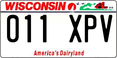 WI license plate 011XPV