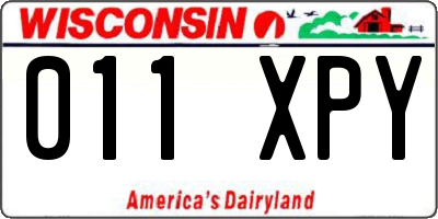 WI license plate 011XPY