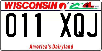 WI license plate 011XQJ