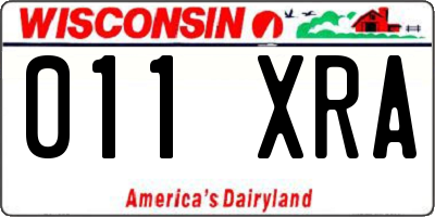 WI license plate 011XRA