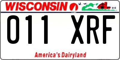 WI license plate 011XRF
