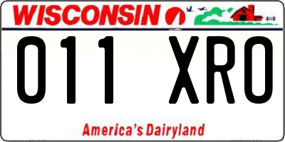 WI license plate 011XRO