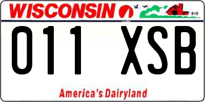 WI license plate 011XSB