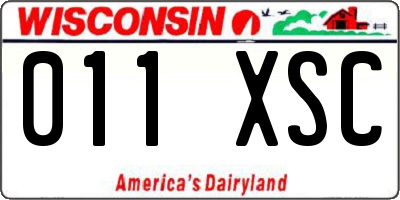 WI license plate 011XSC