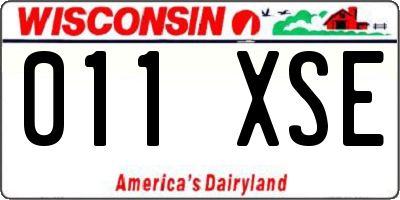 WI license plate 011XSE