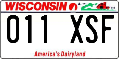 WI license plate 011XSF