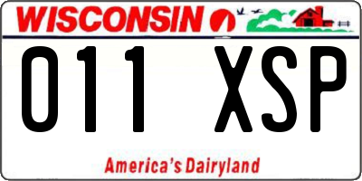 WI license plate 011XSP