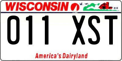 WI license plate 011XST