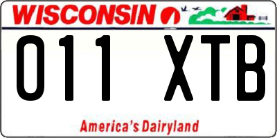 WI license plate 011XTB