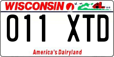 WI license plate 011XTD