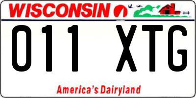 WI license plate 011XTG