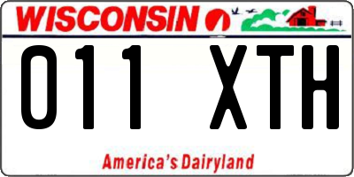 WI license plate 011XTH