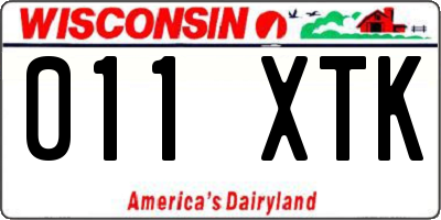 WI license plate 011XTK