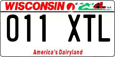 WI license plate 011XTL