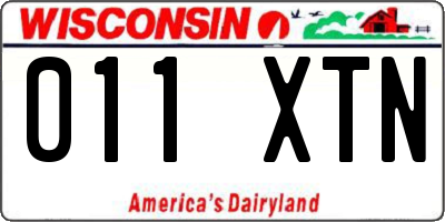 WI license plate 011XTN