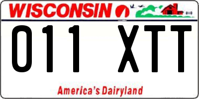 WI license plate 011XTT