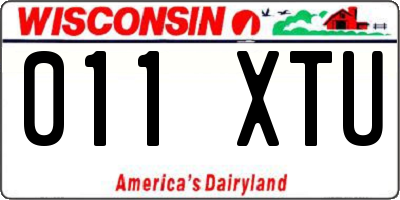 WI license plate 011XTU