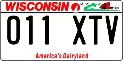 WI license plate 011XTV