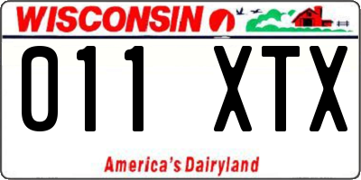 WI license plate 011XTX