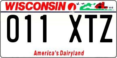 WI license plate 011XTZ