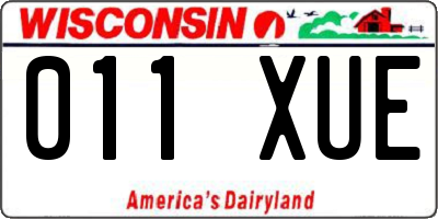 WI license plate 011XUE