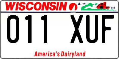 WI license plate 011XUF