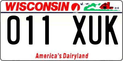 WI license plate 011XUK