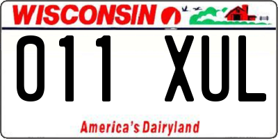 WI license plate 011XUL
