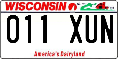 WI license plate 011XUN