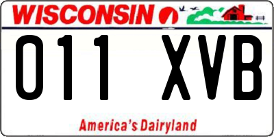 WI license plate 011XVB