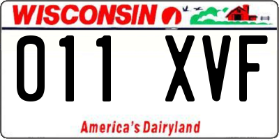 WI license plate 011XVF