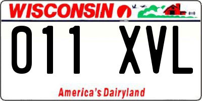 WI license plate 011XVL