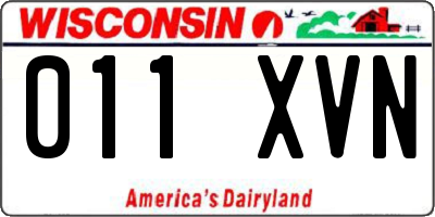 WI license plate 011XVN