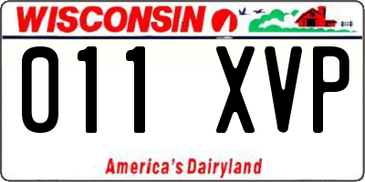 WI license plate 011XVP