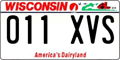 WI license plate 011XVS