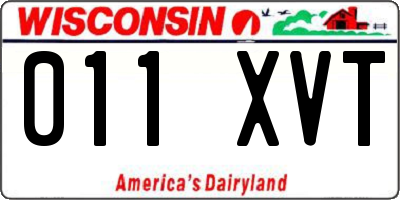 WI license plate 011XVT