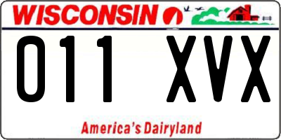 WI license plate 011XVX