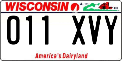 WI license plate 011XVY