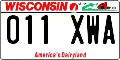 WI license plate 011XWA