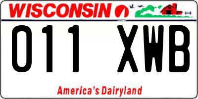 WI license plate 011XWB
