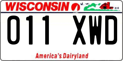 WI license plate 011XWD