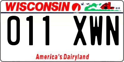 WI license plate 011XWN