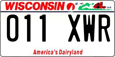 WI license plate 011XWR