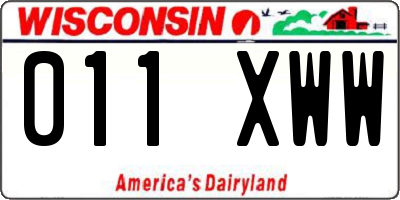 WI license plate 011XWW