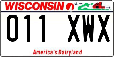 WI license plate 011XWX